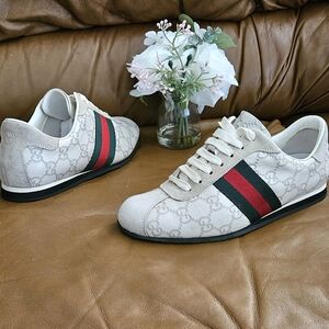Women's Gucci GG Guccissima Luxury Designer Leather Suede Sneakers Size 7
